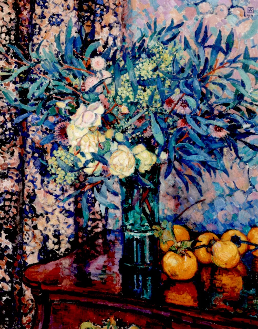 Rose gialle, cachi e mimose